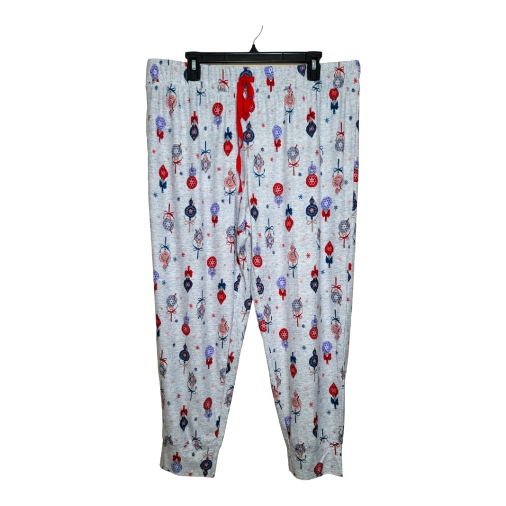 Jockey Women’s 2X Pajama Pants Joggers Christmas Balls Elastic Drawstring Waist